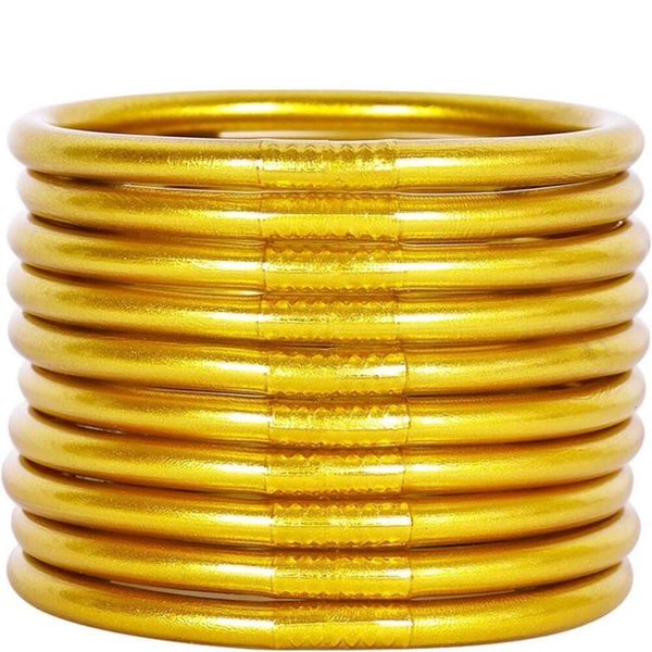 10-lagiges Metall-PVC-Silikonrohr, goldfarbenes Gelee-Armband