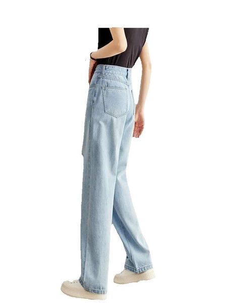 Jeans da donna larghi a vita alta strappati larghi per le donne ragazze 2023 pantaloni estivi a gamba dritta a tutta lunghezza pantaloni in denim da strada pantaloni casual GG