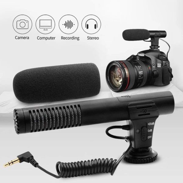 Microfoni Mic01 II Microfono stereo esterno della telecamera professionale per Nikon D7500 D7200 D5600 D5500 D5300 D3300 D3200 D810 D750 D500