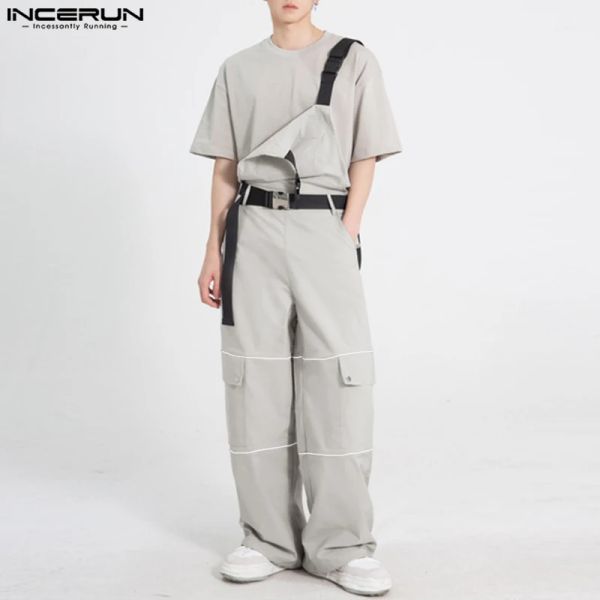 Overalls Incerun 2023 Koreanischer Stil hübsches Herren lässige Fracht -Jumpsuits Modus Streetwear Hot Sale Männliche solide gut angemessene Rompers S5XL