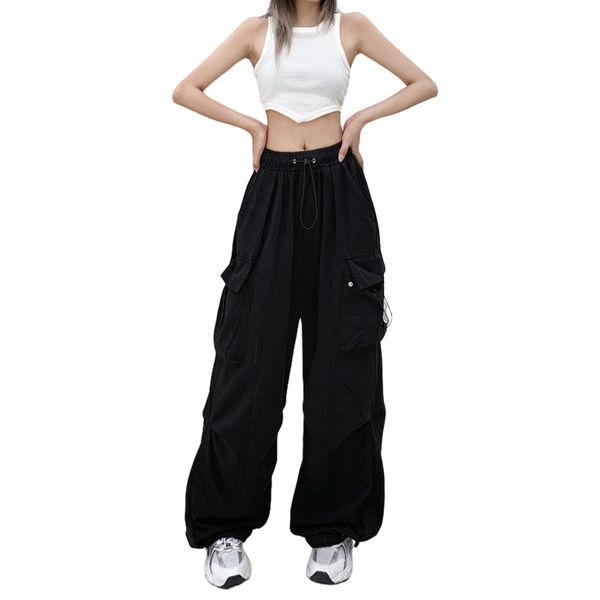 Solto sólido calças de cintura baixa feminino casual joggers calças tecnologia cordão perna larga calças largas y2k streetwear sweatpants oversize S-3XL