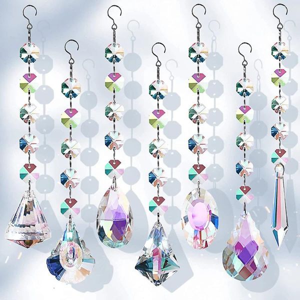 Estatuetas decorativas coletor de sol cristal iluminação pingente suncatcher jardim pendurado diy prisma bola captura acessórios para casa