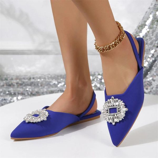 Scarpe casual Estate Sexy Party Sandali a punta con strass di lusso Pantofole da donna Slip On da donna piatte