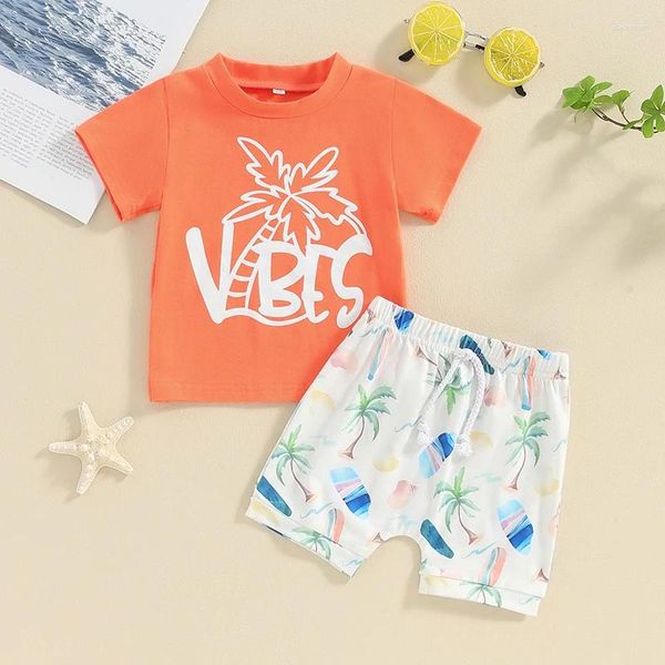 Set di abbigliamento Vestiti estivi per neonati Vestiti per ragazzi per bambini Maglietta per neonati Top Pantaloncini 2 pezzi Set 9 12 18 24 mesi Completo