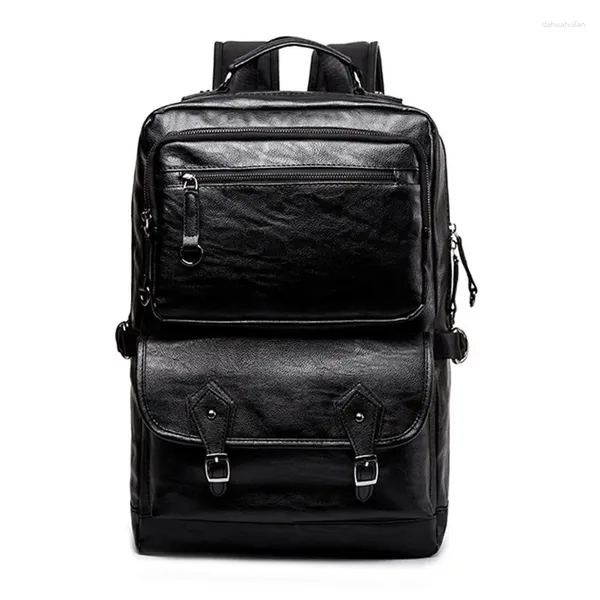 Rucksack Herren Schultertasche Casual England College Wind Weiches PU-Material Multifunktions-Computer mit großer Kapazität