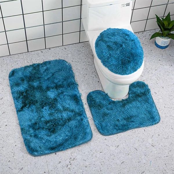 Teppiche Badezimmer Anti-Rutsch-Bodenmatte Toilette Dreiteiliges Set Wasserabsorbierender Teppich Langes Haar Dusche