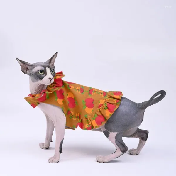 Trajes de gato filhote de cachorro vestido de princesa verão roupas para animais de estimação vestidos estilo country com arco para gatos gatinho sphynx roupas ropa para gato