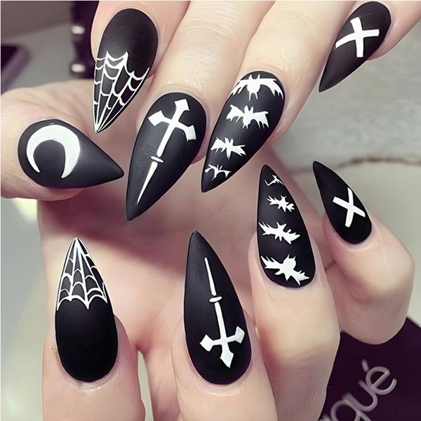 2024 NOVO Design Press On Nails Matte Colorido Geada Bailarina Caixão Unhas Falsas Moda Manicure Primavera Unhas Falsas Em Dicas de unhas de gel caras celebridades online.