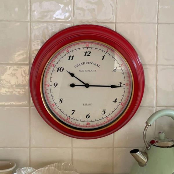 Relógios de parede relógio europeu retro arte sala estar decoração breve design moderno relógios circulares decoração para casa reloj de pared