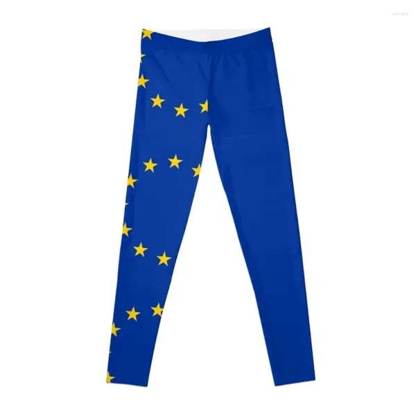 Calças Ativas Europa |Leggings da bandeira da UE Sportswear Mulher Ginásio 2024 Jogger Womens