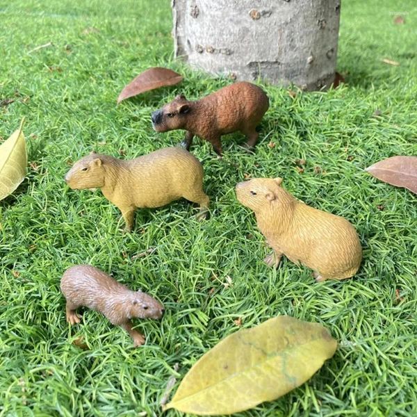 Dekoratif Figürinler Plastik Minyatür Capybara Modeli Sarı Kahverengi Diy Simülasyon Figürin Çocuk Koleksiyonu Aydınlanma Biliş