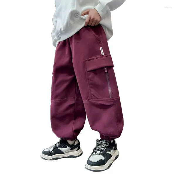 Pantaloni Ragazzi adolescenti Tasche Pantaloni cargo 2024 Primavera Autunno Moda Design con cerniera Bambini Pantaloni sportivi Bambini in età scolare Sport Corsa