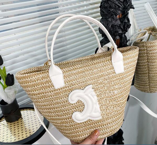 Top Quality Classic Shopping Designer Bolsas Bolsa Top Handle Bag Cross Body Totes Womens Weave Ombro Clutch Crochet Bolsas Beach Bags Raffia Straw Mens