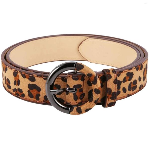 Cintos Ms. Wild Leopard Couro Fivela de Cinto Decorado Pin Redondo Moda Personalidade