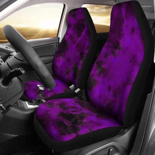 Coprisedili per auto viola grunge tie dye nero coppia 2 coperture anteriori per accessorio di protezione