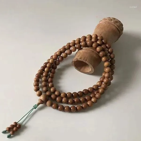 Bracciale in legno di sandalo naturale con 108 perle di Buddha, collana di preghiera da donna, carne nera da uomo
