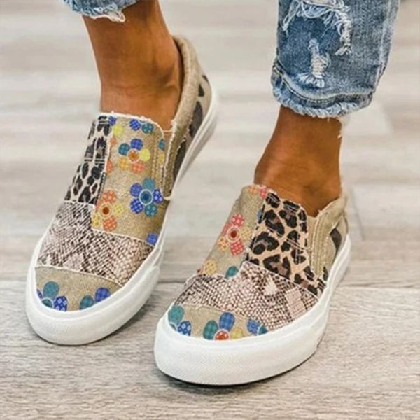Flats Summer Women Casual Scarpe Nuovo Patchwork comodo Flat Fla Flat Shoes Slip Fashion Slip on Leopard Print Lady Ladiers
