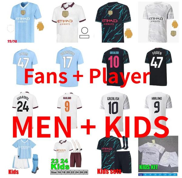 XXXL 4XL 23 24 Haaland MANS CITIES JERSEYS DE FUTEBOL PHILLIPS Agueroooo aniversário GREALISH DE BRUYNE FODEN 2023 2024 J.alvarez EDERSON tops de futebol camisas kit infantil