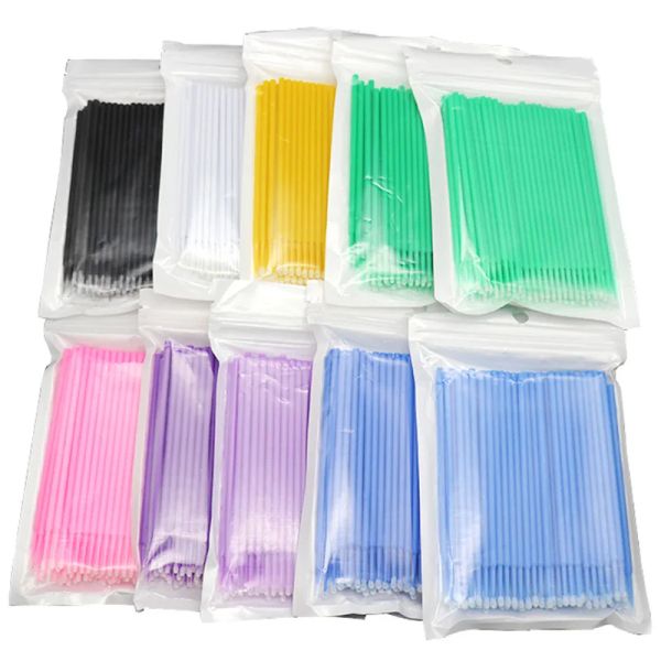 Pinsel 100pcs/Pack Micro Pinsel Einweg -Mikrobrush -Applikatoren Wimpern Erweiterungen Wimpern Kleber Reinigen Sie Pinsel für Wimpern Make -up