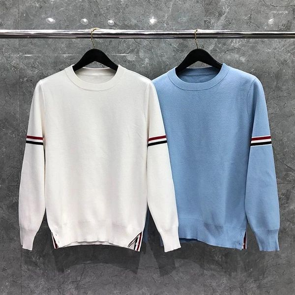 Maglioni da uomo Maglione da uomo Doppia manica Fettuccia Girocollo in lana Pullover da donna Vendita coreana Marchio Neutro Stile minimalista Abbigliamento