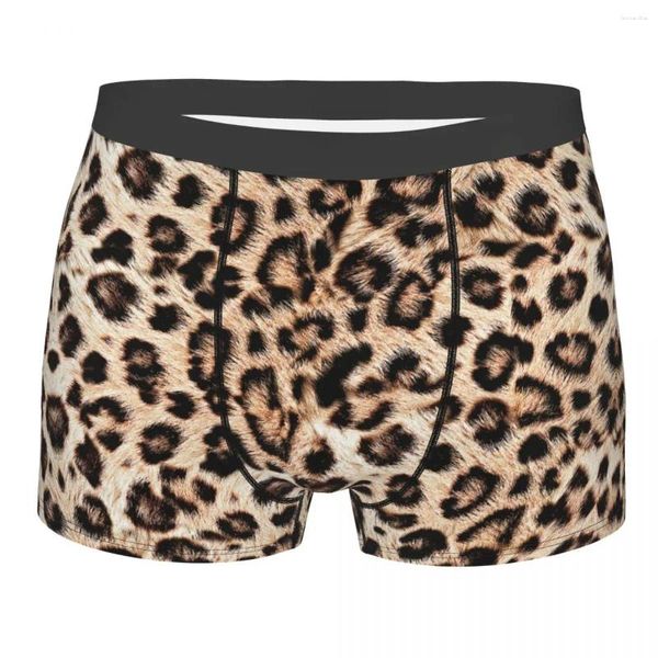 Unterhosen Sexy Leopardenmuster Boxershorts für Männer 3D-gedruckte männliche Tierhaut Unterwäsche Höschen Slips Stretch