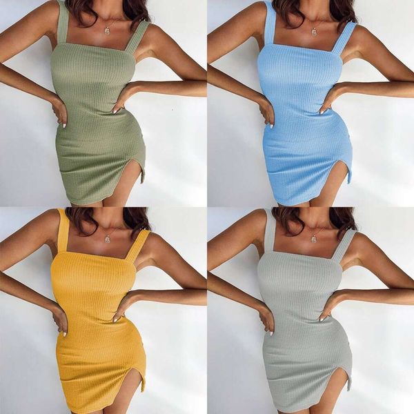 2024 neue Einfarbig Slim Fit Sexy Kurzen Rock frauen Schlange Muster Split Tank Top Kleid