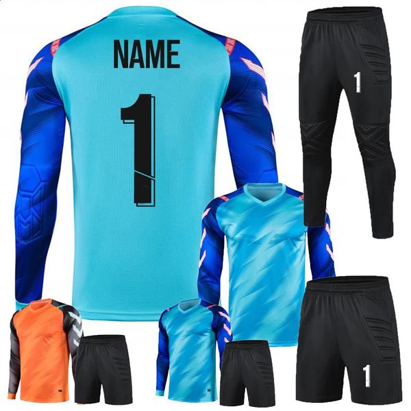 Personalizado masculino criança futebol goleiro uniforme manga longa treinamento de futebol superior camisa calças shorts 2xs4xl 240312