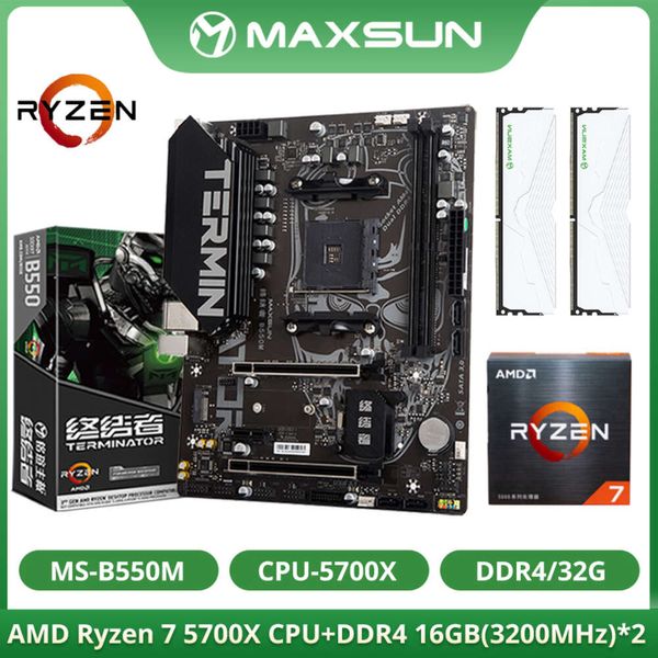 Maxsun novo amd b550m com ryzen 7 5700x cpu memória ddr4 32gb (16gb * 2) 3200mhz kit placa-mãe para computador processador de jogos