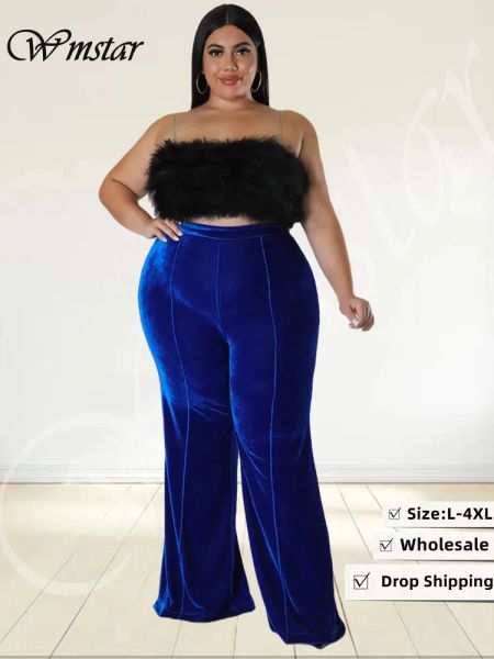 Bottoms Wmstar Plus Size Hosen Frauen lässige Flared Leggings Stretch Jogging Hosen Model Street Waats GROSSale Dropshipping 2023