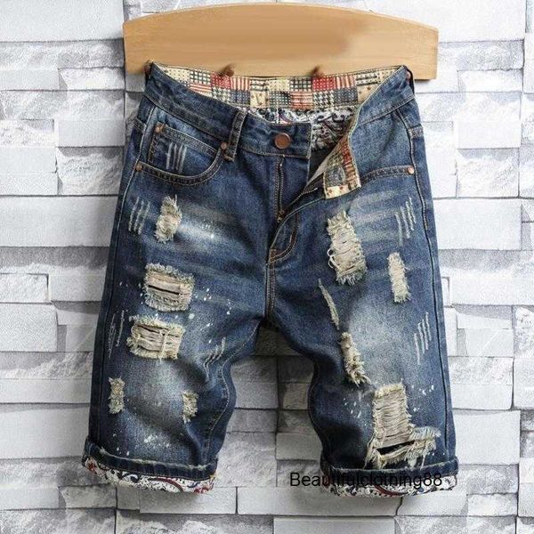 Мужские джинсовые шорты, летние брюки больших размеров в стиле ретро, мужские рваные джинсовые брюки с разрушенными дырками