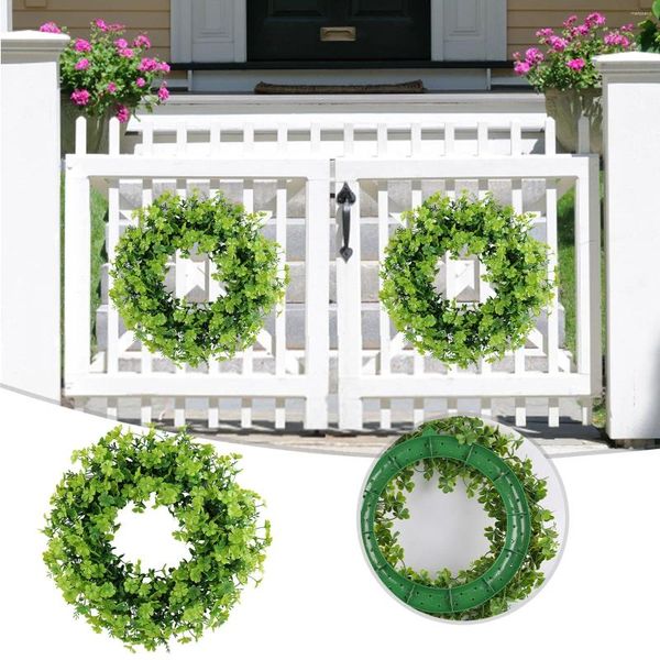 Fiori decorativi Ghirlanda di simulazione del festival irlandese 2024 Decorazione primaverile per patio esterno Porta appesa trifoglio verde smeraldo