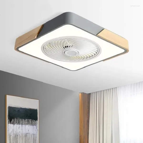 Yuvarlak dört yatak odalı tavan fanı düşük kat basit ahşap Japonya tarzı tasarım Led Fan Lambası 110V 220V Uygulama Uzaktan Kumanda Akıllı