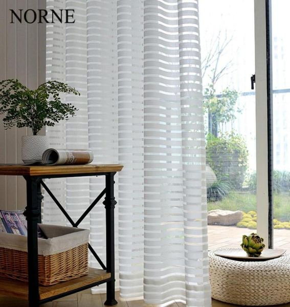 Norne Cortinas modernas de tule para janela, para sala de estar, quarto, cozinha, cortinas listradas de renda transparente, tecido blin168477724