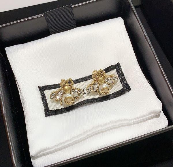 Designer de jóias G Bee brincos de ouro 925 prata agulha material precioso diamante sorte menina brincos presente