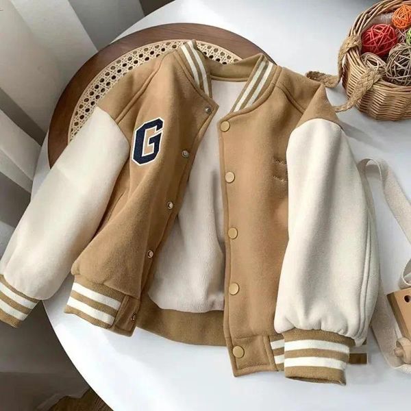 Ceketler erkek ceketi artı kadife sonbahar ve kış kıyafetleri bebek beyzbol üniforma çocukları yakışıklı