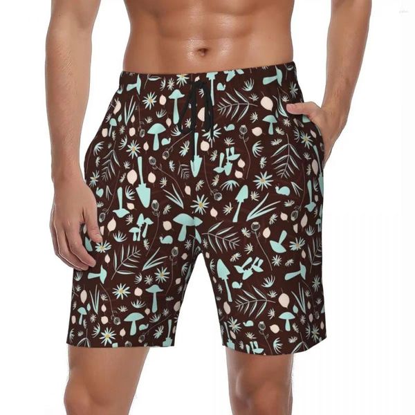 Shorts masculinos, trajes de banho, cogumelos mágicos, academia, verão, estampa floral, casual, praia, calças curtas, faça você mesmo, corrida, surf, troncos confortáveis