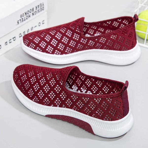 HBP Malha sem marca casual tecido feminino malha caminhada leve conforto academia esportes corrida atlético sapatos de moda