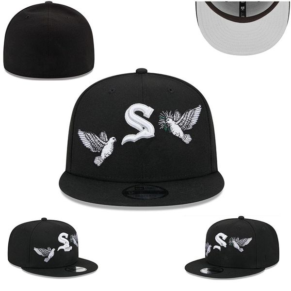 2024 Mens Baseball Cappelli aderenti Classico Colore nero Hip Hop Atlanta Sport Completamente chiuso Design piccione Caps Chapeau Stitch Cuore tutta la squadra Love Hustle Flowers Ma16-12