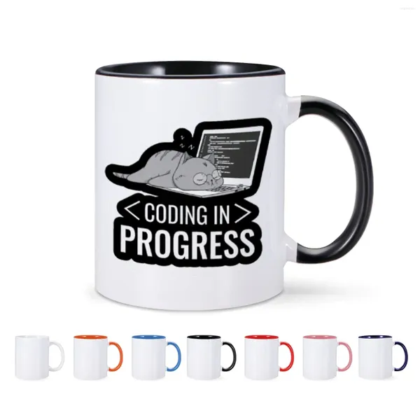 Tazze Tazza da caffè divertente per ingegnere di codifica in corso Tazza da lavoro d'ufficio Regalo di compleanno per amici Collega Ceramica da 11 Oz