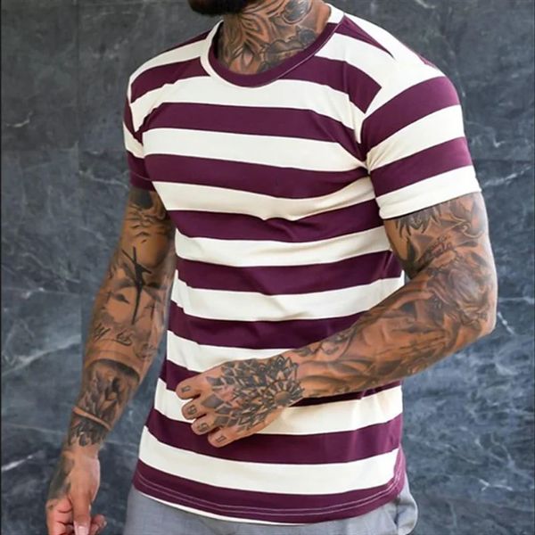 T-shirt oversize da uomo T-shirt estiva da uomo Camicie con o-collo casual T-shirt oversize a maniche corte Zebra Stripe stampato Abbigliamento Top 240306