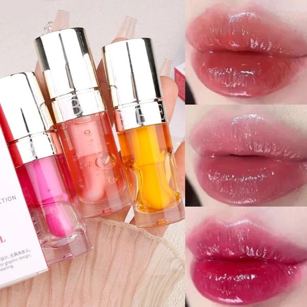 Lipgloss, violettes Geleeöl, feuchtigkeitsspendend, transparent, praller, großer Pinsel, Kristallpfirsich, Lipgloss, feuchtigkeitsspendender flüssiger Lippenstift, Lippen-Make-up