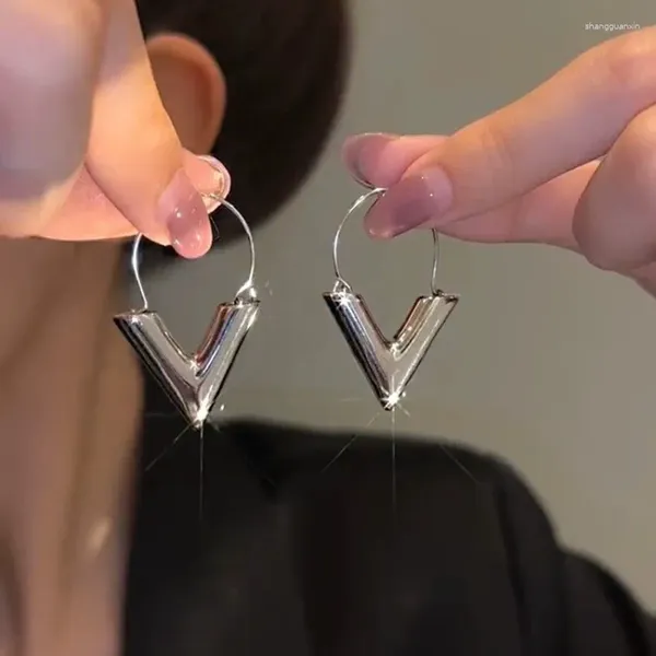 Baumelnde Ohrringe, minimalistisches Metall, V-Form, für Damen, modisches Statement, geometrischer Kreis, Tropfenohrring, handgefertigt, Party-Schmuck, Geschenke