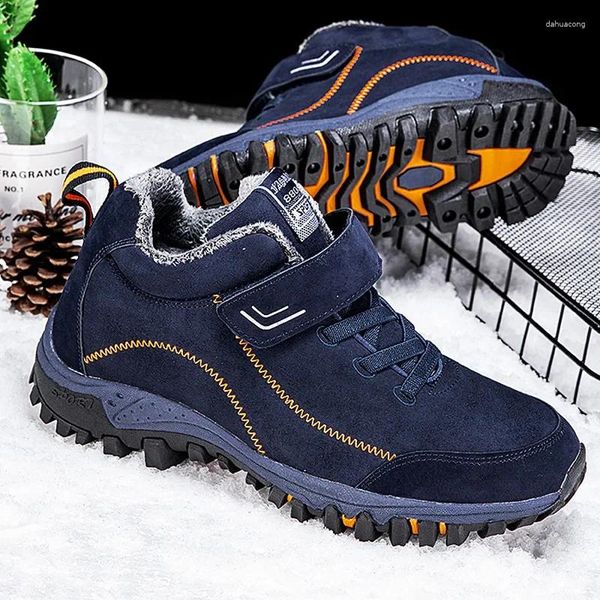 Sapatos de fitness botas masculinas de pelúcia quente neve 2024 casal antiderrapante algodão trabalho tênis casuais andando tornozelo caminhadas