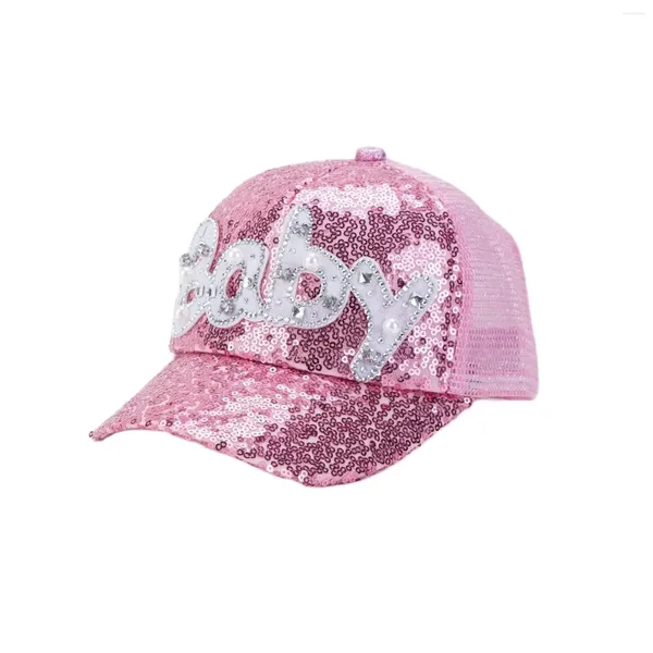 Cappelli Berretto da baseball in rete per bambini Snapback per ragazze Ragazzi Baby Big Yarn Bow Paillettes Cappello estivo per bambini Cappello da sole Bone all'aperto