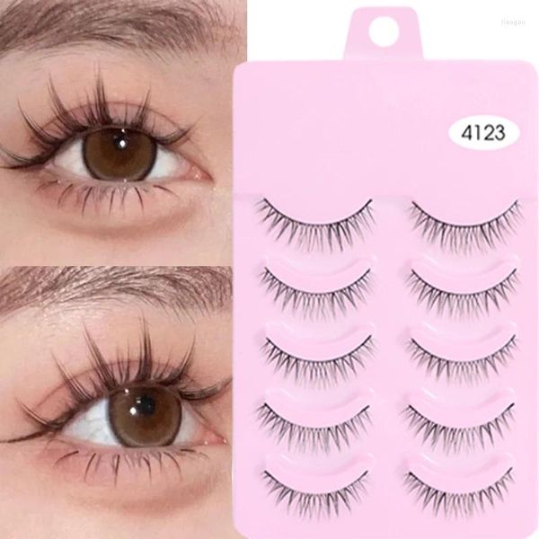 karmiu Falsche Wimpern, natürliche Manga-Wimpern, 5 Paar, künstlicher Nerz, wiederverwendbar, flauschig, zart, Make-up-Tools, Verlängerung, Fake