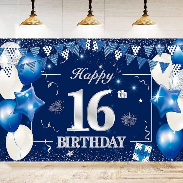 Sfondo di decorazioni per feste per ragazzi Happy 16th Years Old Birthday Balloons Sfondo Home Wall Banner Decor Poster