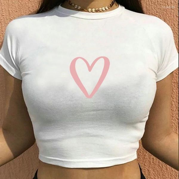 Damen T-Shirts Herz Mode Mädchen Y2k 2000er Jahre Frauen Mädchen Ästhetische Sommer Streetwear Kpop Grafik Fee Grunge Baby T-Shirt Sexy