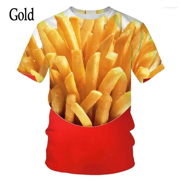 Magliette da uomo che vendono cibo hamburger patatine fritte stampa 3d maglietta unisex con o-collo harajuku maglietta casual a maniche corte top abbigliamento estivo da uomo