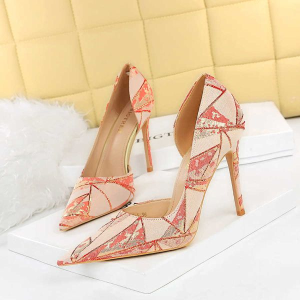 Небрендовые туфли HBP Chaussure Talon Femme Bigtree, блестящие неоновые туфли с градиентом цвета, дизайнерские модные женские туфли на каблуке с острым носком