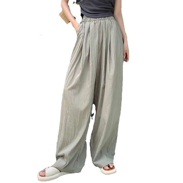 Kadın Pantolon Yaz Geniş Bacak Kadınlar 2023 Sıradan Sokak Giyim Yüksek Bel Lady Moda Pantolon Vintage Siyah Kıyafetler Kıyafetleri Kadın GG